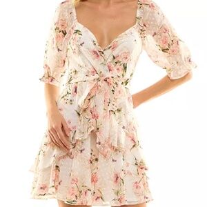 Trixxi Floral Puff Sleeve Mini Dress